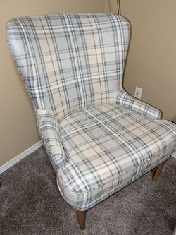 Plaid Armchair With Ottoman