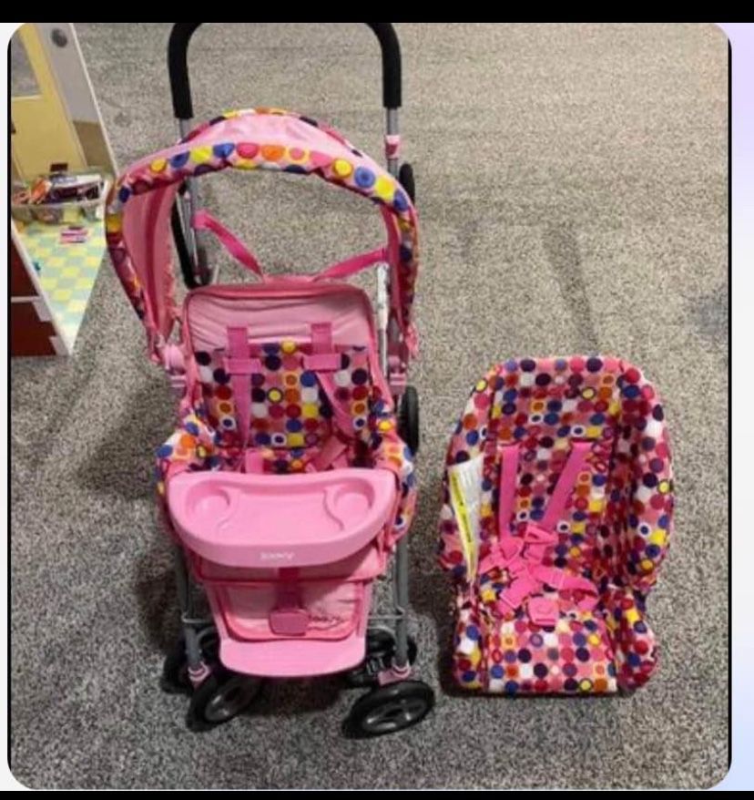 Joovy double stroller and matching booster seat for baby dolls!