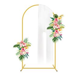 Bouiexye 7.2FT Metal Arch Backdrop,Gold Wedding Arched Backdrop Stand Frame For Party Decoration Wedding Birthday Graduation Ceremony Baby Shower 