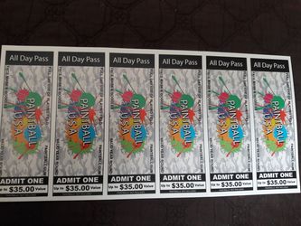 All Paintball tickets Qty 6 $20each (Best pice for all) SHipping available