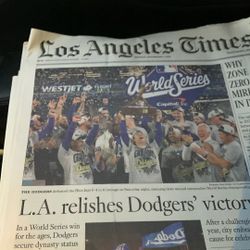 Dodgers World Series championship paper, Los Angeles Times LA TIMES