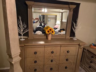 Large Dresser with Mirror as well as a tall standing dresser