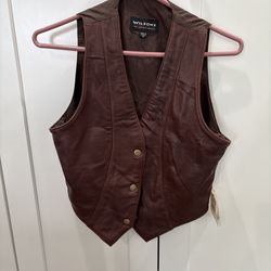Wilsons The Leather Experts Brown Leather Vest Women's Size Medium, New W/ Tags