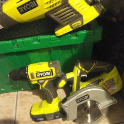 Ryobi 18v Cordless Bundle W/Drill,Sawzall,Circular Saw With Battery Excellent Working Condition 