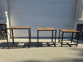 Industrial Nesting End Tables / Side Tables (Set of 3) – Wood & Metal