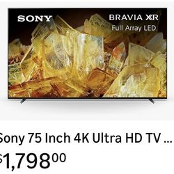 Sony 75 Inch 4K Ultra HD Including Wall Mount
