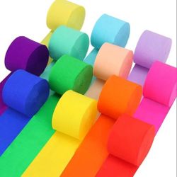 12 Roll Pack of Crepe Paper Streamer Rolls Party Decoration Festival
