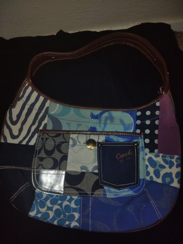 Coach Denim Patchwork Shoulder Bag