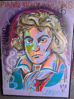 Pop-art style portrait of the famous German composer Ludwig van Beethoven