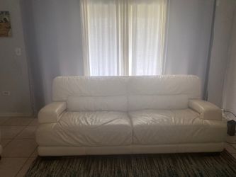 Off White Cindy Crawford Leather Sofa