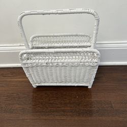 White Wicker Magazine Rack