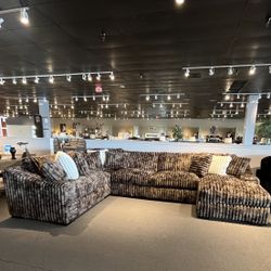 Brown 4PC Corduroy Chaise Sectional Couch