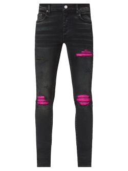 AMIRI Black & Pink MX1 CRACKED PAINT JEANS
