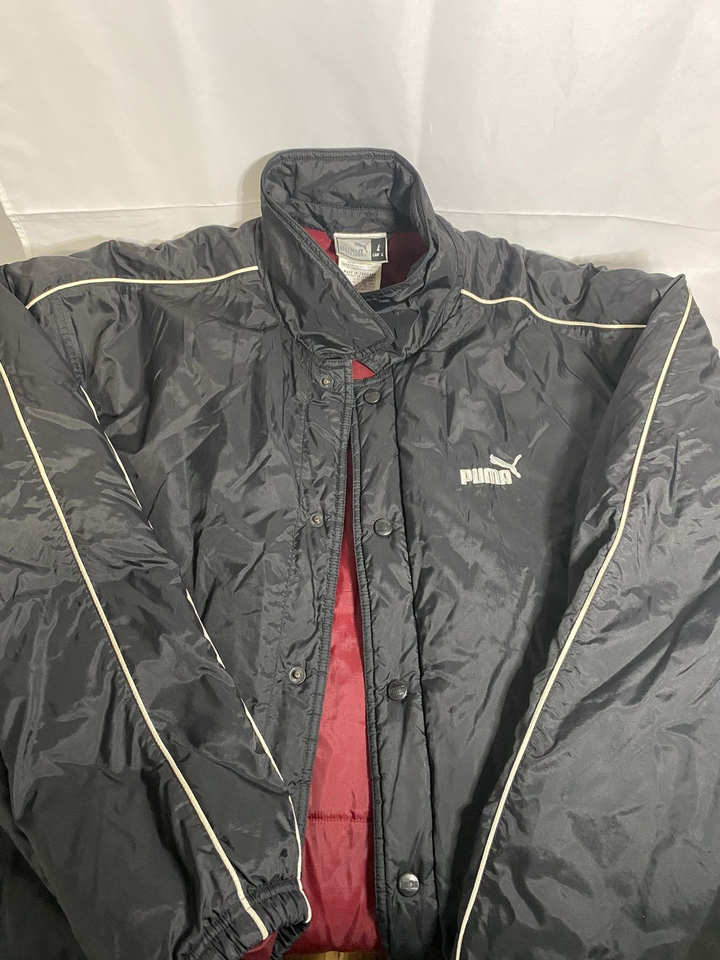 Vintage Puma Nylon Button Down Coat/Jacket Large