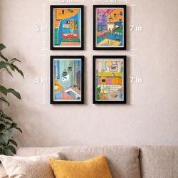 Colorful Modern Art Set – 4 Framed Prints