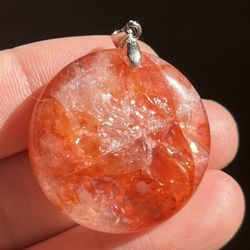 925 Silver Fire Quartz Pendant