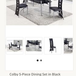 Colby 5 Piece Dining Set In Black 