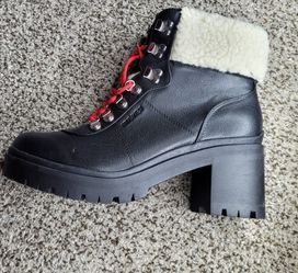 Nine west Lace-Up Hiker Boot with Shearling Cuff