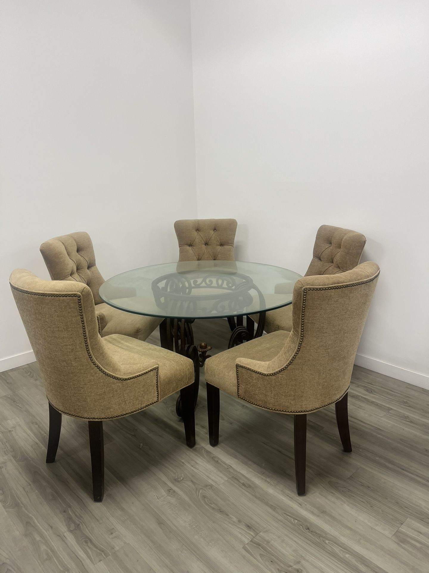 Glass Table With 5 Chairs