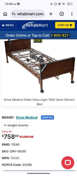 Delta ultralight 1000 semi-electric bed model 15030