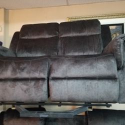 New 2 Pcs Sofas Reclining and Loveseat Dark Set Only $1,499