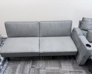 Gray Fabric Futon Sofa