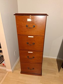 Traditional Wood 4 - Drawer File Cabinet with Key