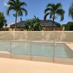 4' X 12' FT IN-GROUND SWIMMING POOL SAFETY FENCE SECTION PREVENT ACCIDENTAL BEIGE