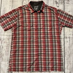 Kuhl Shirt Mens Large Red Plaid Short Sleeve Button Up Outdoor Hiking Shirt 