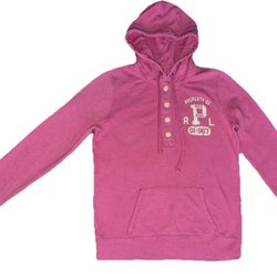 Polo Ralph Lauren Women Sweatshirt Large Pink Fleece Long Sleeve Hooded Pullover
