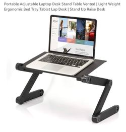 Portable Adjustable Laptop Desk Stand Table Vented | Light Weight Ergonomic Bed Tray Tablet Lap Desk