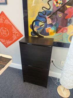 BISSA Shoe cabinet with 2 compartments, black-brown, 19 1/4x11x36 5/8 "
