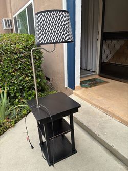 Floor Lamp with Built-In Side Table