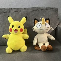 Pikachu And Meowth Plushie 12 Inch