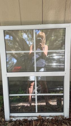 Double hung window with decorative muntins, vinyl frame