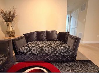 MOVING OUT SALE- 2 Luxury Black  Velvet Couches-  Move Out  Sale