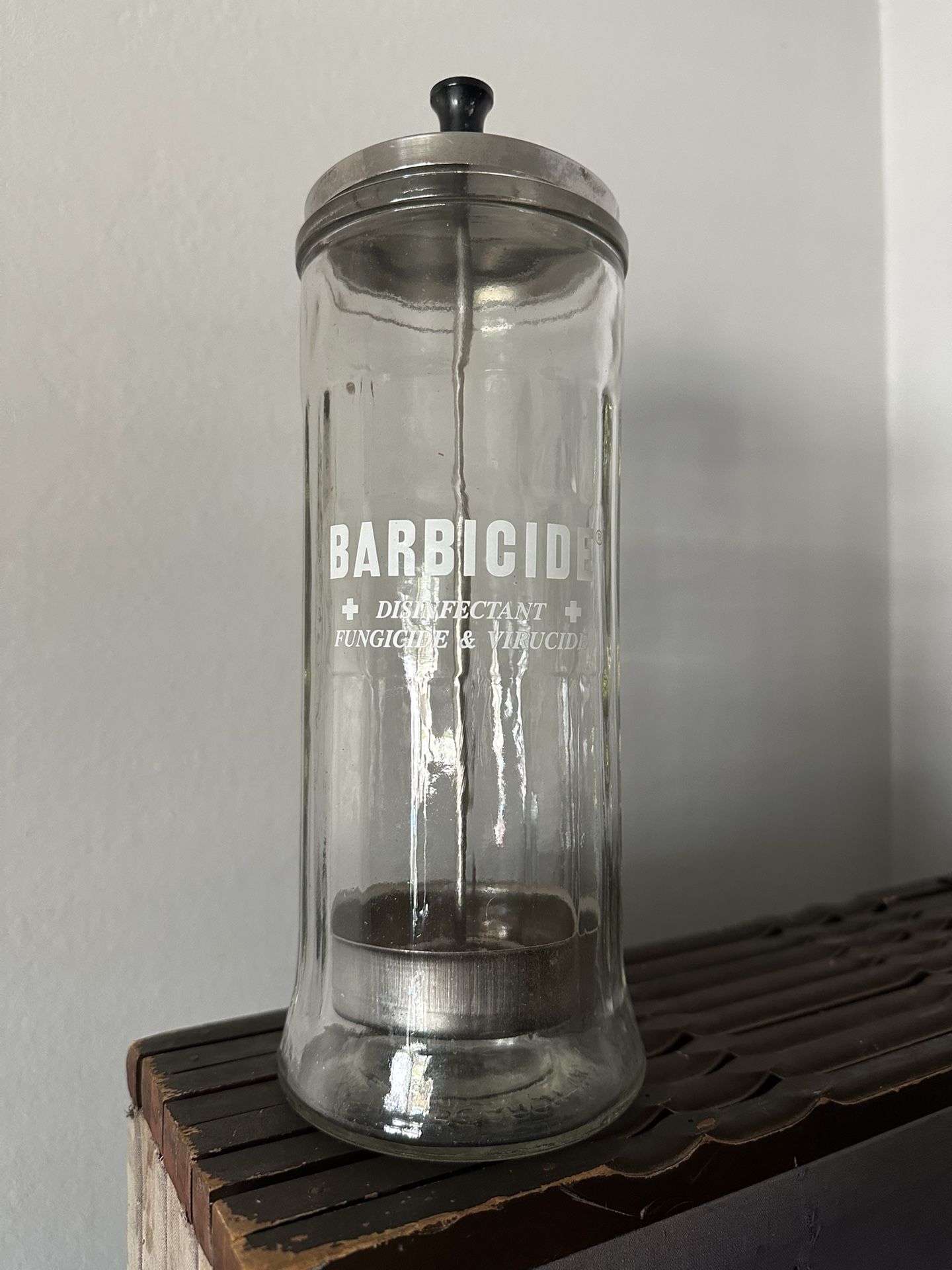 Vintage Barber Glass Comb Cup