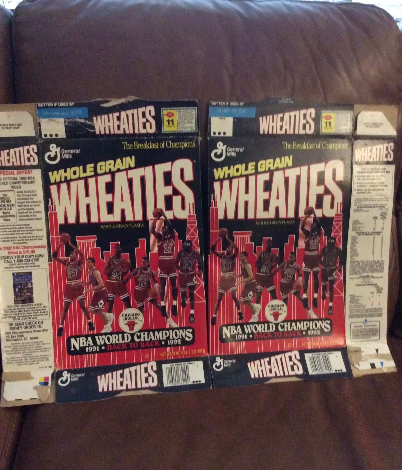 1 Micheal Jordan - 1992 Chicago Bulls Wheaties Cereal Box - 18 oz. - NBA World Champions - Back to Back -