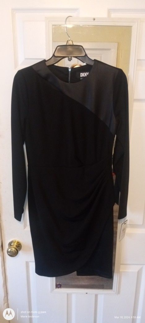 New DNKY Long Sleeve Black Dress