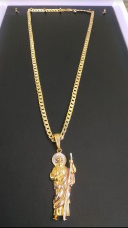 Cadena con San Judas Tadeo de 14 kilate Oro laminado