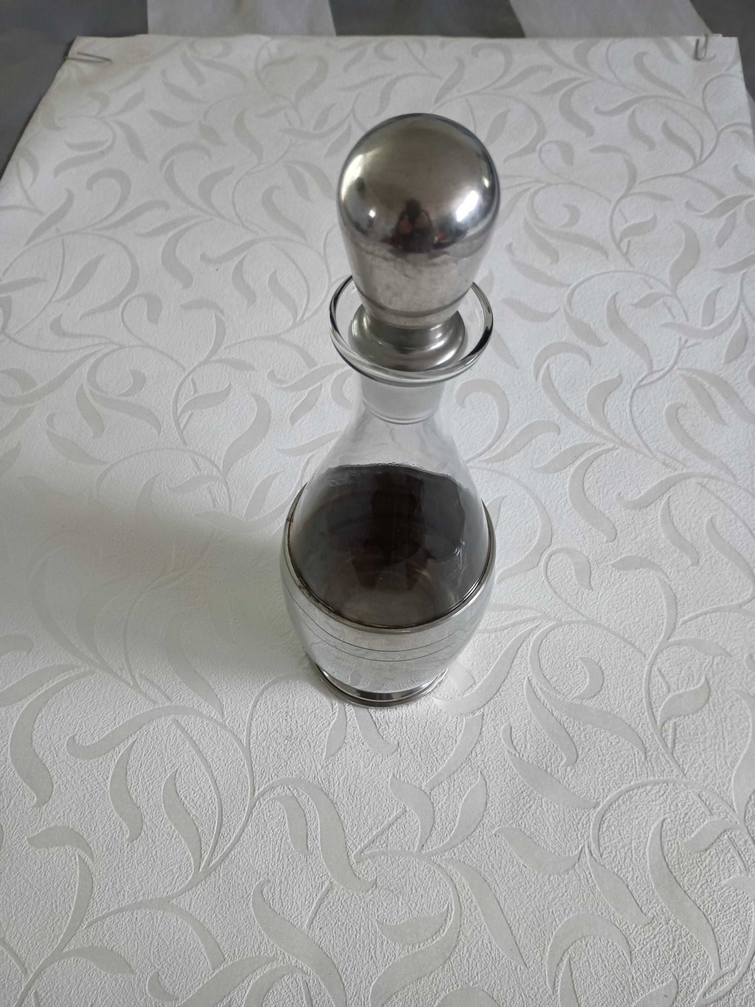 Pewter and Glass Decanter 