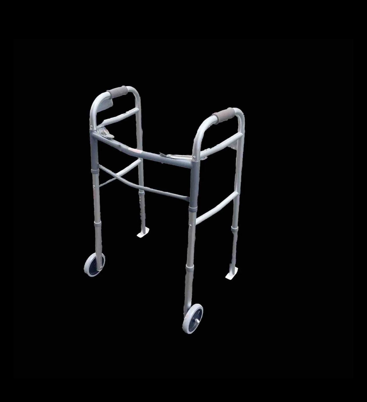 Guardian Two-Button Folding Walkers with Front Wheels And Back Glide Skis