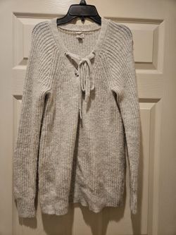A New Day Medium Gray/White Knit Sweater