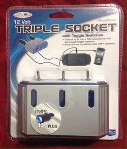 12 Volt TRIPLE SOCKET, NEW