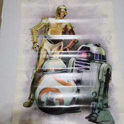 Star Wars Giant Wall Graphic BB-8 , C3PO & R2D2 - 26 1/2" X 39 1/2" - Made in The USA - New Open Box - Made by Roomates .