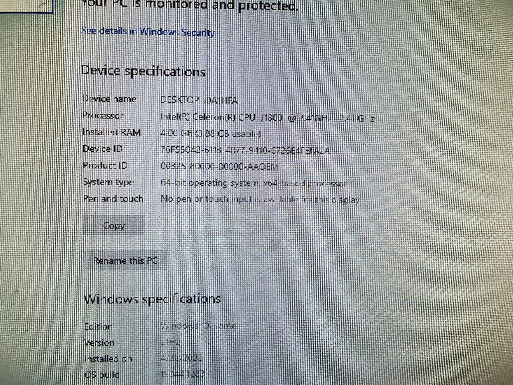 HP 19 2113w All in one 4GB//128GB SSD Windows 10 Word//Excel!