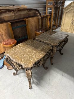 Luxury Marble Top End Tables – Set of 2