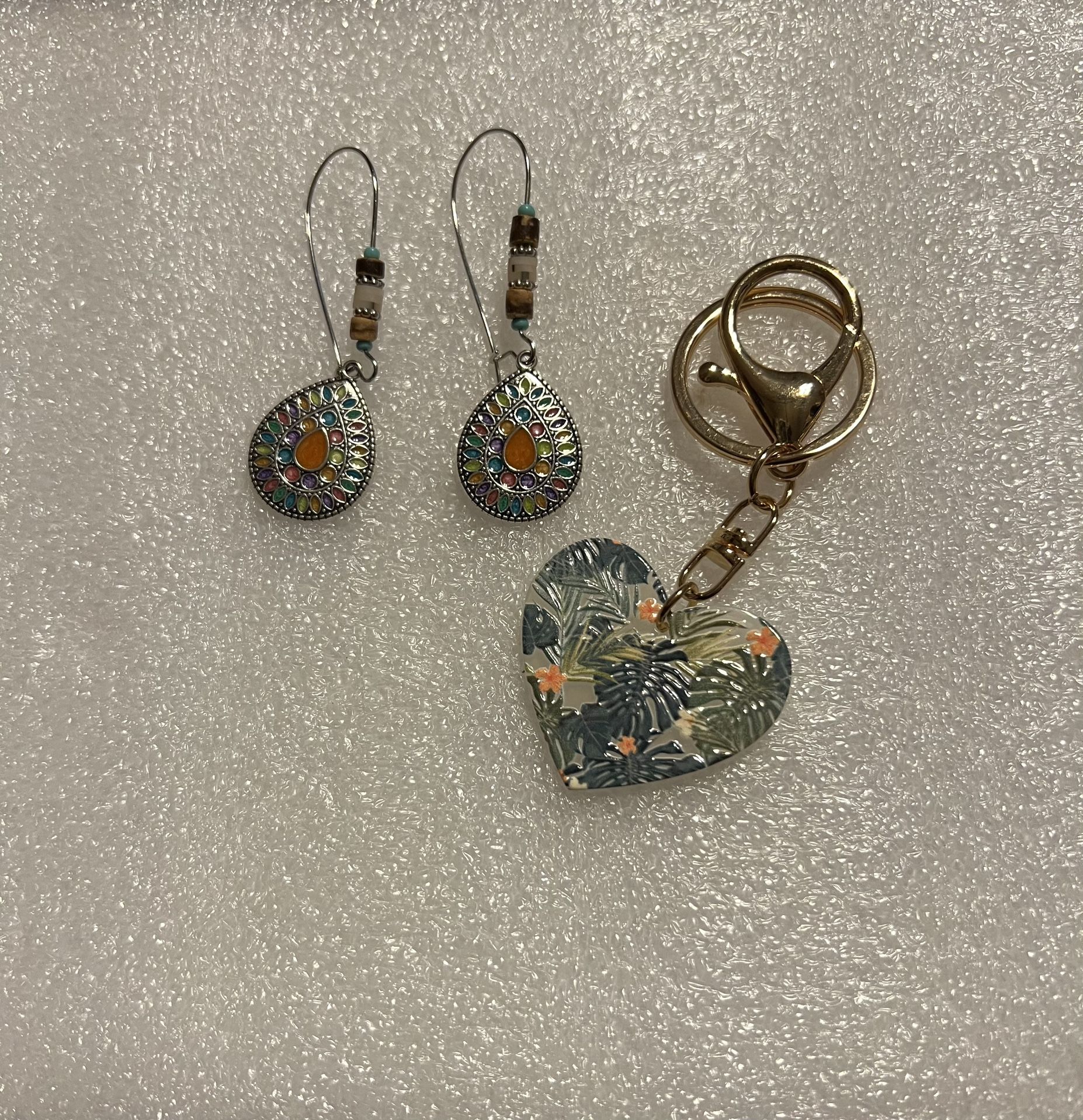 Earring And Keychain Jewelry Set