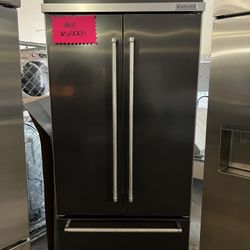 black stainless built in refrigerator