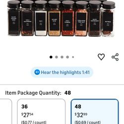 Spice Glass Jars 48ct. ( Spices NOT Included)